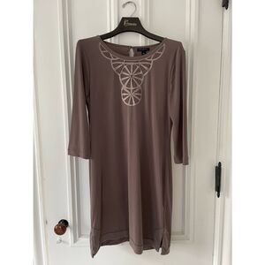 Banana republic light brown sequin  front long sleeve dress M